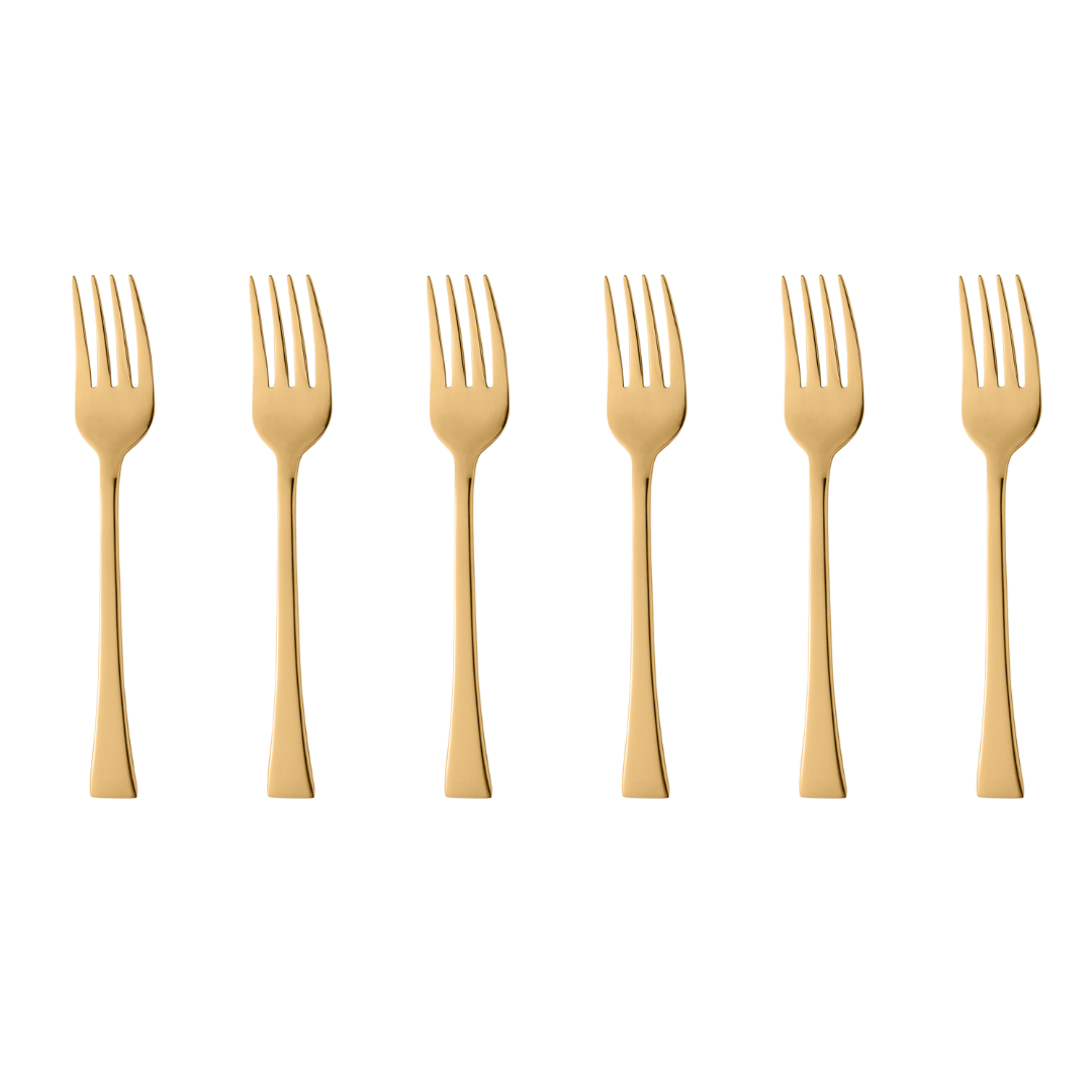 Jogo de 6 Garfos para Sobremesa Berna em Aço Dourado