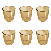 Jogo 6 Copos para Shot Licor de Vidro Coração Âmbar 45ml