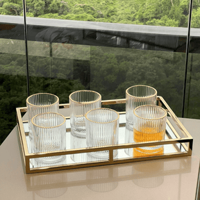 Jogo 6 Copos Baixos Whisky com Borda Dourada 320ml