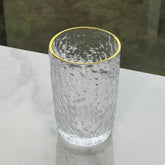 Copo Alto Petra Martelado em Cristal com Fio de Ouro 430ml