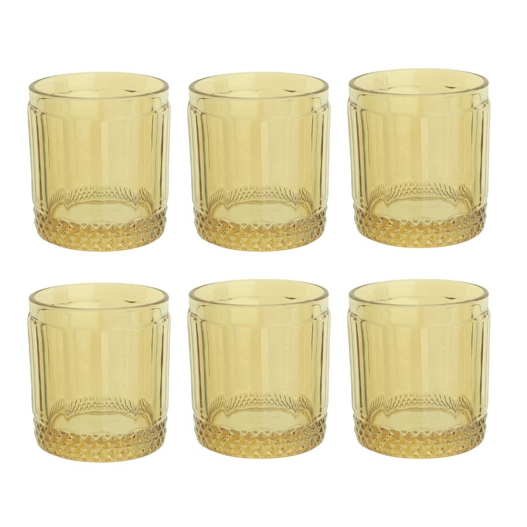 Jogo 6 Copos Baixos em Vidro Âmbar 320ml 9cm