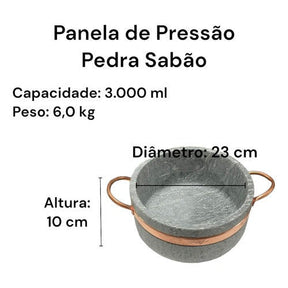 Panela de pressão Pedra Sabão 3000 ml