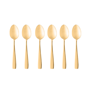 Jogo de 6 Colheres para Sobremesa Berna em Aço Dourado