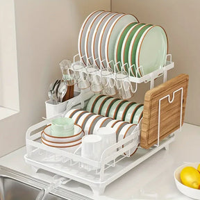 Escorredor de Louça Inox com Porta Pratos Talheres Copos Modular Master (Preto)