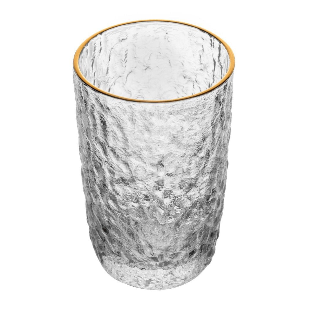 Copo Alto Petra Martelado em Cristal com Fio de Ouro 430ml