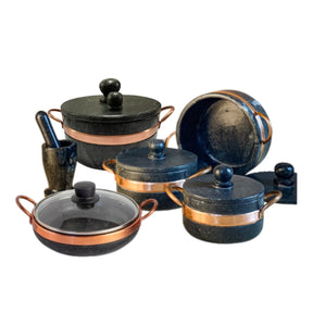 Jogo de Panelas de Pedra Sabão 6 peças com Panela de Pressão